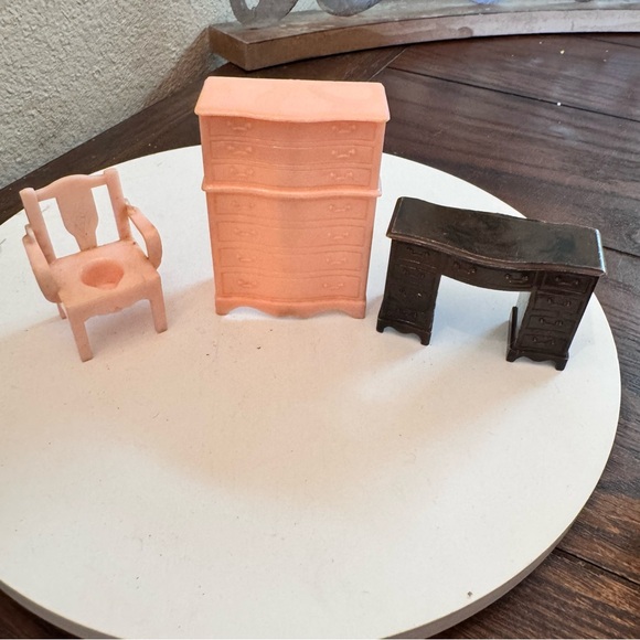 Other - Vintage plastic dollhouse furniture dresser chair and desk